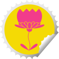 circulaire pellen sticker tekenfilm van een bloem png