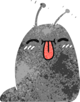 hand drawn retro cartoon of a happy kawaii slug png