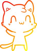 caloroso gradiente linha desenhando do uma desenho animado feliz gato png