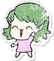 distressed sticker of a cartoon elf girl png