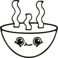 línea dibujo dibujos animados de un cuenco de caliente sopa png