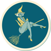 sticker of tattoo in traditional style of a pinup witch png