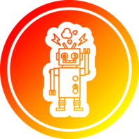 malfunctioning robot circular icon with warm gradient finish png