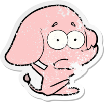 verontruste sticker van een cartoon onzekere olifant png