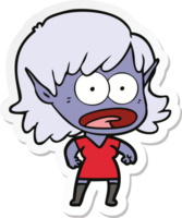 sticker of a cartoon shocked elf girl png