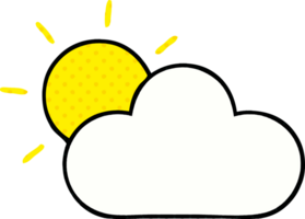 comic book style cartoon of a sunshine and cloud png