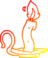 warm gradient line drawing of a cartoon burning halloween candle png