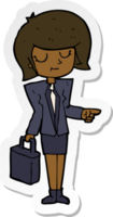 sticker of a cartoon businesswoman pointing png