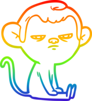 rainbow gradient line drawing of a cartoon annoyed monkey png
