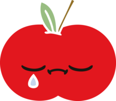 flat color retro cartoon of a red apple png