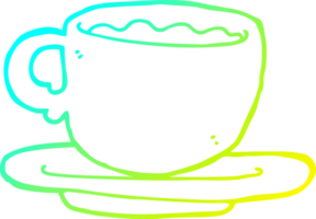 cold gradient line drawing of a cartoon cup of tea png