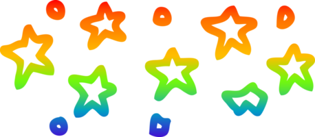 rainbow gradient line drawing of a cartoon stars png