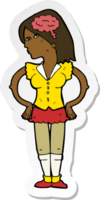 sticker of a cartoon intelligent woman png