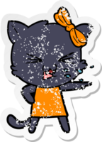 distressed sticker of a cartoon cat png