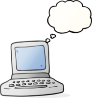 hand drawn thought bubble cartoon old computer png