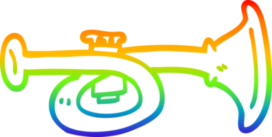 rainbow gradient line drawing of a cartoon brass horn png