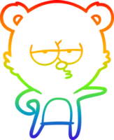 rainbow gradient line drawing of a bored bear cartoon png