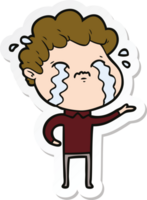 sticker of a cartoon man crying png