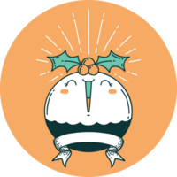 ikon av en tatuering stil sång jul pudding png