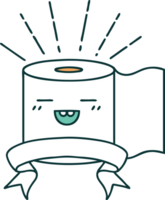 Scroll-Banner mit Toilettenpapier-Charakter im Tattoo-Stil png