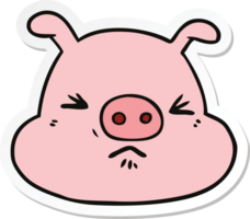 autocollant d'un visage de cochon en colère de dessin animé png