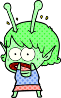 cartoon shocked alien girl png