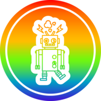 mal funcionamiento robot circular icono con arco iris degradado terminar png