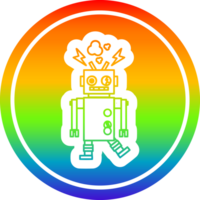 malfunctioning robot circular icon with rainbow gradient finish png