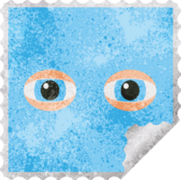 staring eyes graphic square sticker stamp png