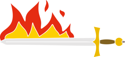 mano disegnato strambo cartone animato fiammeggiante spada png