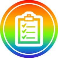 check list circular icon with rainbow gradient finish png