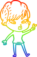 Regenbogen Gradient Linie Zeichnung von ein Karikatur Frau png