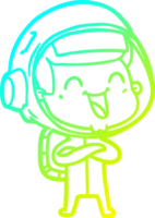 cold gradient line drawing of a happy cartoon astronaut png