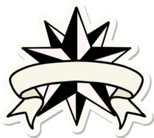 tattoo style sticker with banner of a star png