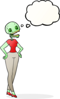 hand drawn thought bubble cartoon zombie woman png