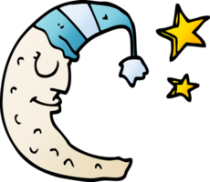 cartoon doodle moon with sleeping cap png