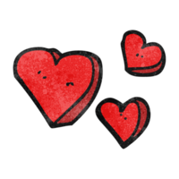 hand texturerad tecknad serie hjärtan png
