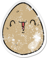 distressed sticker of a cartoon egg png
