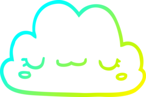 frío degradado línea dibujo de un linda dibujos animados nube png