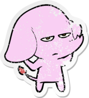 distressed sticker of a annoyed cartoon elephant png