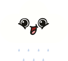 flat color retro cartoon of a rain cloud png