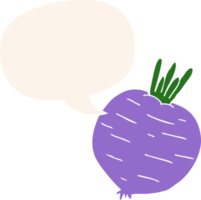 cartoon vegetable with speech bubble in retro style png