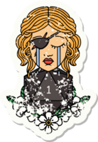 grunge sticker of a crying human rogue with natural one d20 roll png