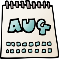 cartoon doodle calendar showing month of august png