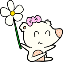 desenho de urso polar feminino com flor png