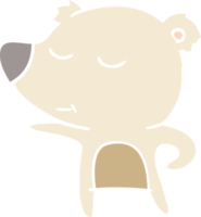 happy flat color style cartoon bear pointing png