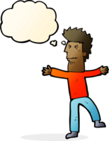 cartoon stressed man with thought bubble png