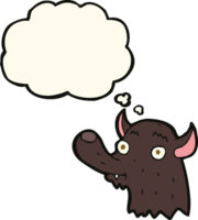 cartoon happy wolf with thought bubble png