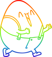 rainbow gradient line drawing of a humpty dumpty cartoon egg man png