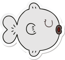 adesivo di un eccentrico pesce cartone animato disegnato a mano png